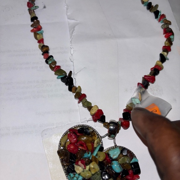 Colorful Gemstone Heart Necklace - NWOT - Picture 2 of 8